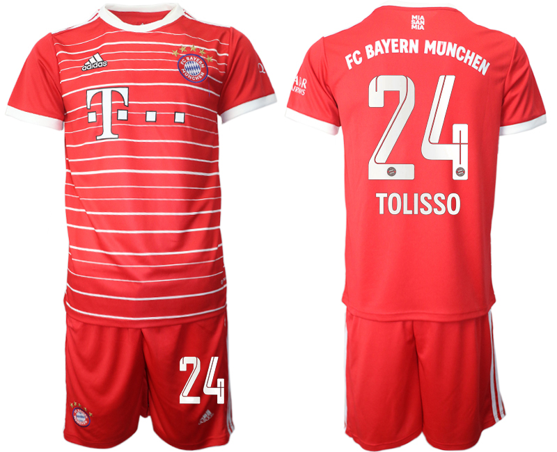 Men 2022-2023 Club Bayern Munich home Red #24 Adidas Soccer Jersey->bayern munich jersey->Soccer Club Jersey